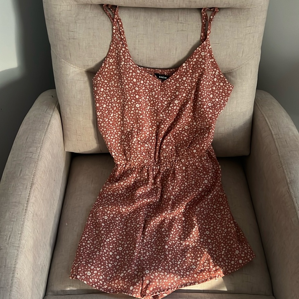 Pink and white romper
